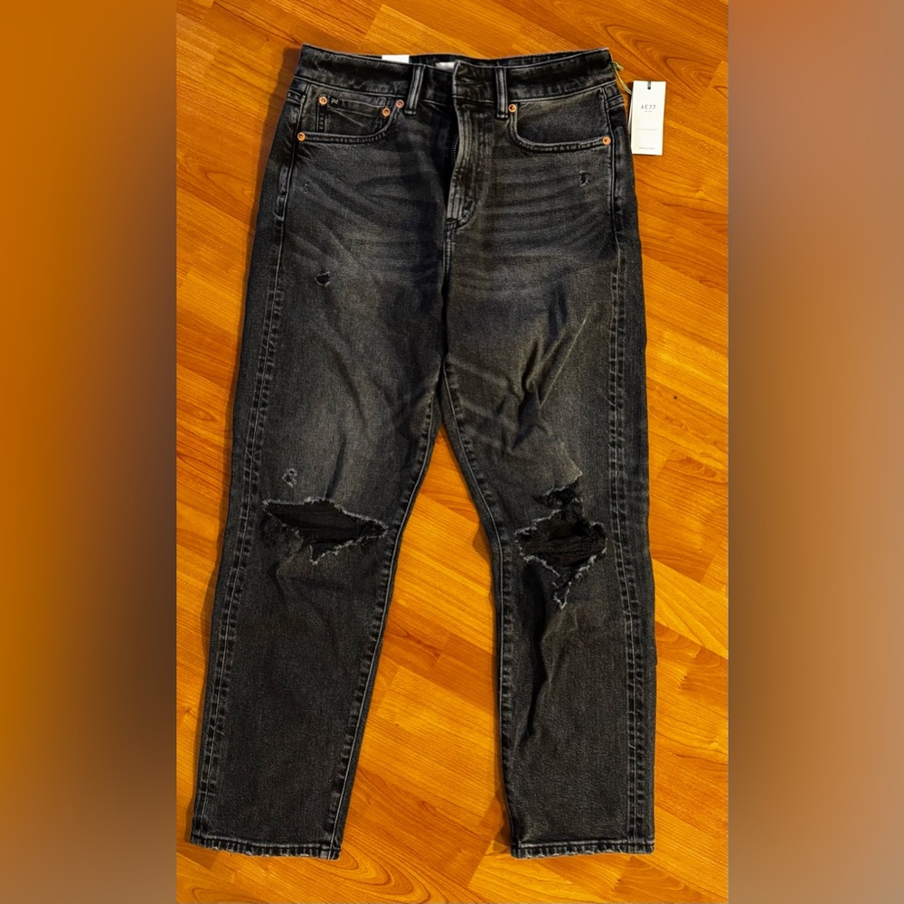 Women’s Destroyed Black Mom Jeans